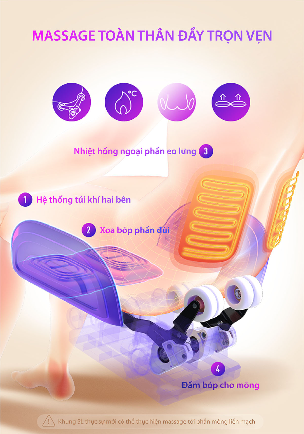 tính năng nhiệt trị liệu sưởi ấm của ghế massage Akira AR K6