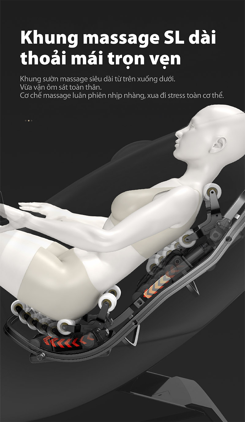 Ghế massage Akira với Khung ray SL dài